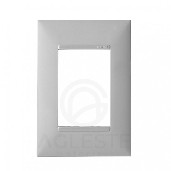 Placa P/3 Modulos 4x2 - Pial Plus + Cinza 